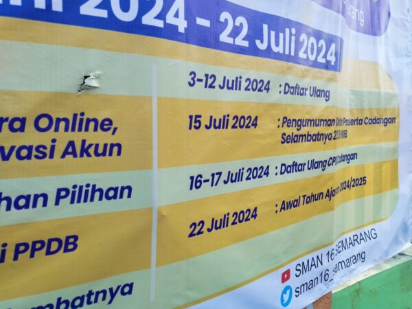 Daftar CPD Jalur Cadangan (prestasi) SMA Negeri 16 Semarang